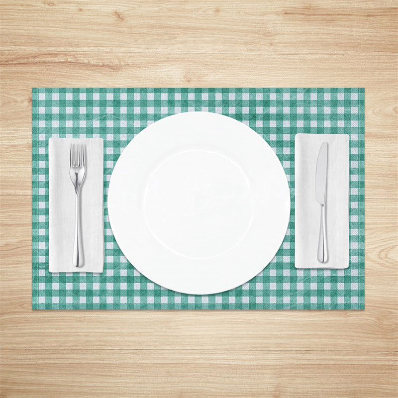 Lofaris Vintage Teal White Plaid Dining Set of 4 Placemats