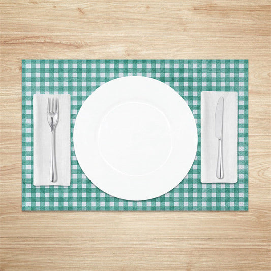 Lofaris Vintage Teal White Plaid Dining Set of 4 Placemats