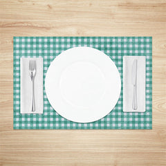 Lofaris Vintage Teal White Plaid Dining Set of 4 Placemats