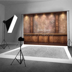 Lofaris Vintage Textured Wood Wall Photography Backdrop Elegant Study or Library with Columns Dark Academia Photo Prop