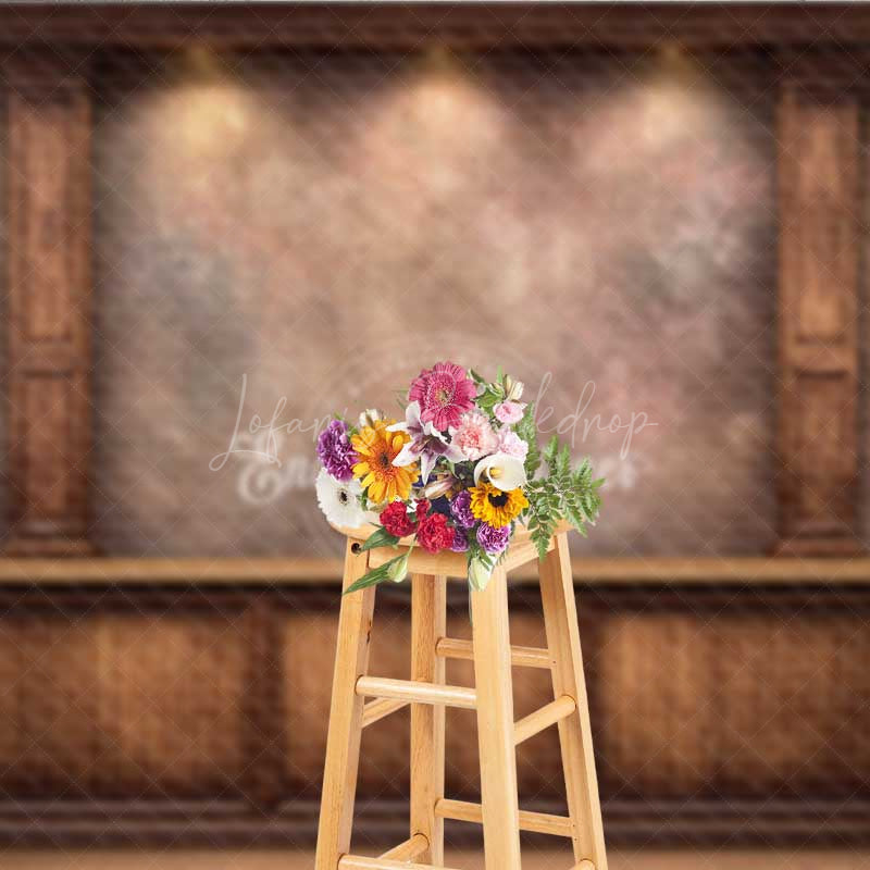 Lofaris Vintage Textured Wood Wall Photography Backdrop Elegant Study or Library with Columns Dark Academia Photo Prop