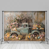 Lofaris Vintage Truck Color Eggs Haystack Easter Backdrop