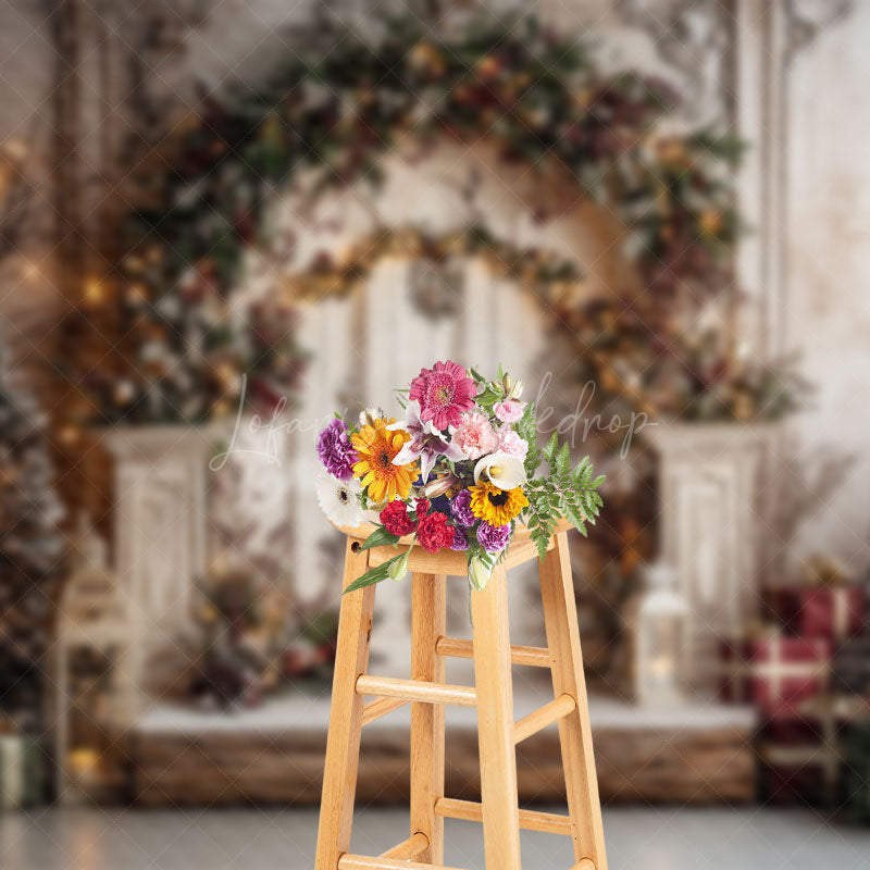 Lofaris Vintage Wall Wreath Berry Arch Christmas Backdrop