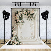 Lofaris Vintage White Wall Floral Wedding Photo Backdrop