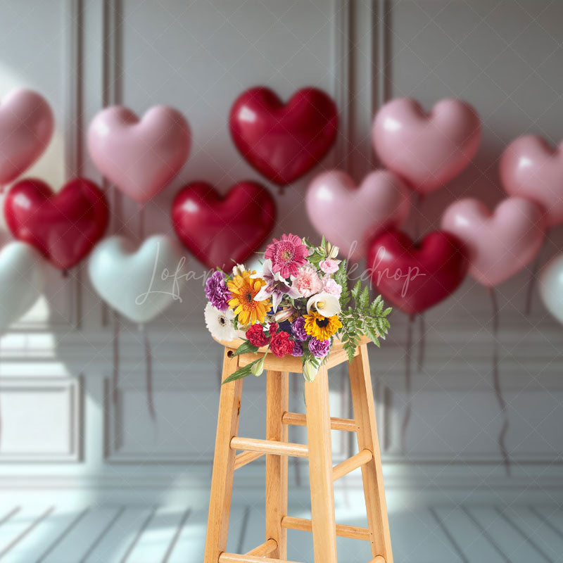 Lofaris Vintage White Wall Romantic Balloons Photo Backdrop