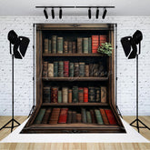 Lofaris Vintage Wooden Bookshelf Back To School Photo Backdrop