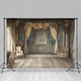 Lofaris Vintage Wooden House Floral Curtain Decor Backdrop