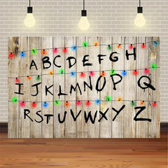 Lofaris Vintage Wooden Party Backdrop Letters and Lanterns Birthday Decor Rustic Photo Background for Kids Boys Girls