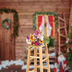 Lofaris Vintage Wooden Stairs Christmas Photography Backdrop