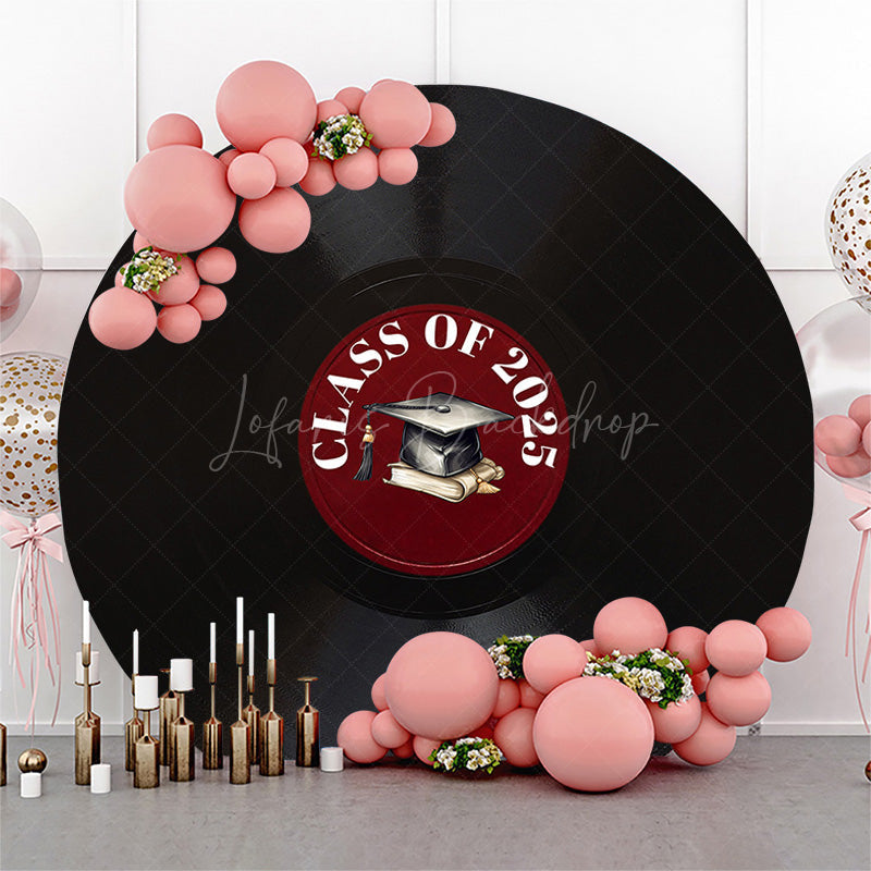 Lofaris Vinyl Records Bachelor Cap Round Graduation Backdrop