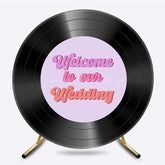 Lofaris Vinyl Records Welcome To Our Wedding Round Backdrop