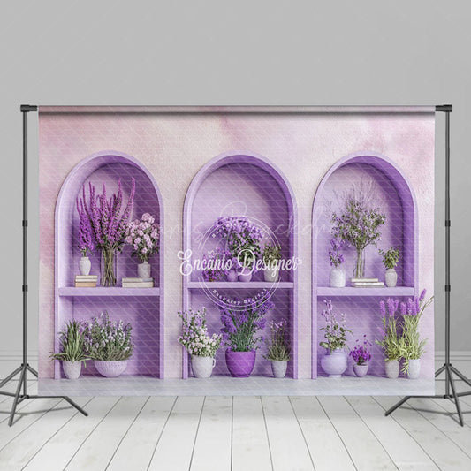 Lofaris Violet Arch Door Floral Spring Photography Backdrop