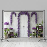 Lofaris Violet Floral Arched Door Elegant Spring Backdrop