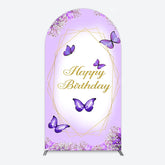 Lofaris Violet Floral Butterfly Happy Birthday Arch Backdrop