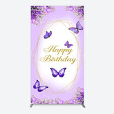 Lofaris Violet Floral Butterfly Happy Birthday Rectangle Backdrop