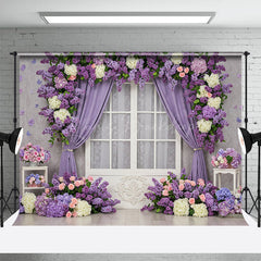 Lofaris Violet Floral Curtain Window Sweet Wedding Backdrop