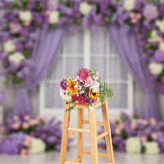 Lofaris Violet Floral Curtain Window Sweet Wedding Backdrop