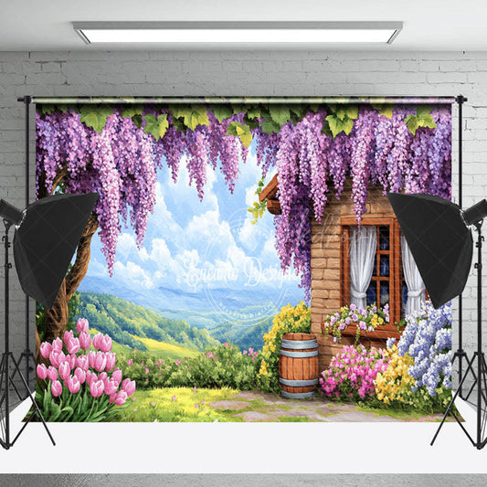 Lofaris Violet Wisteria House Natural Forest Spring Backdrop