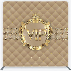 Lofaris VIP Gold Frame Tension Fabric Backdrop Beige Quilted Leather Luxury Party Background
