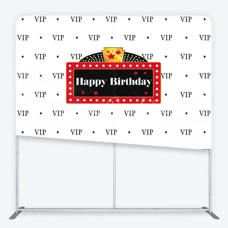 Lofaris VIP Happy Birthday Tension Fabric Backdrop Red Marquee Sign Step and Repeat Background