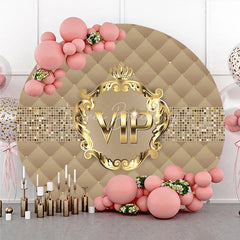Lofaris VIP Party Round Backdrop Luxury Gold Quilted Pattern Decoration Royal Crown Birthday Background