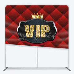 Lofaris VIP Red Quilted Tension Fabric Backdrop Gold Crown Luxury Party Event Background