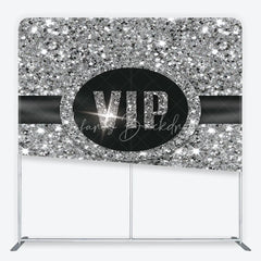 Lofaris VIP Silver Glitter Tension Fabric Backdrop Sparkling Step and Repeat Event Background