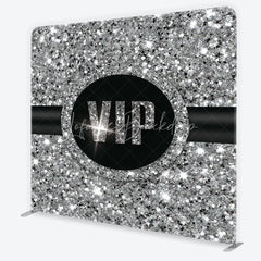 Lofaris VIP Silver Glitter Tension Fabric Backdrop Sparkling Step and Repeat Event Background