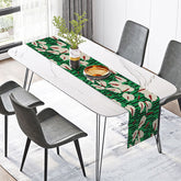 Lofaris Vivid Floral Table Runner with Green and Black Stripes Bold Botanical Decor for Modern Dining
