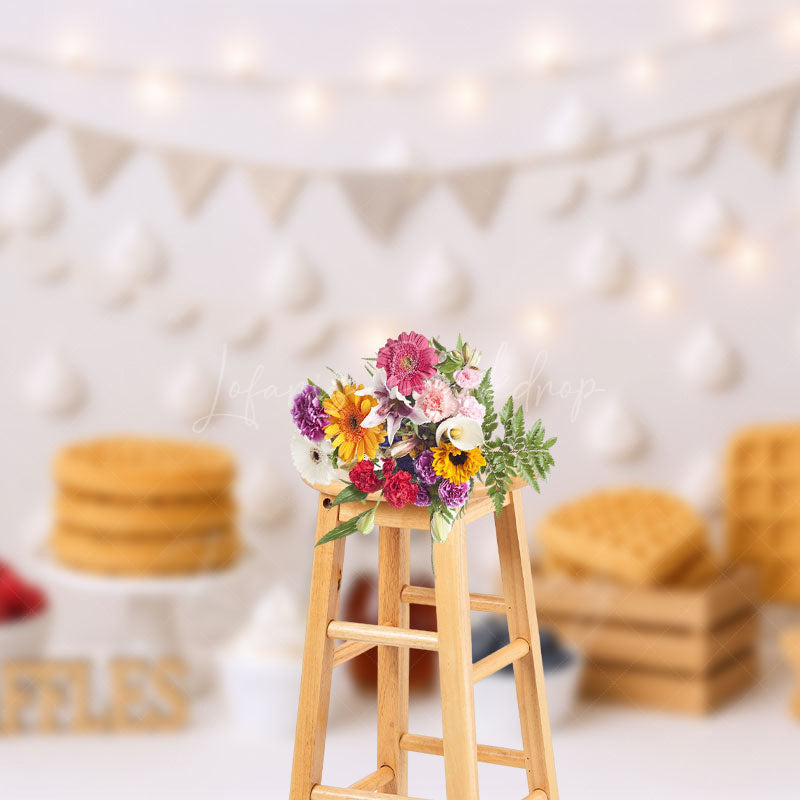 Lofaris Waffle Frosting Dessert Sweet Cake Smash Backdrop