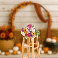 Lofaris Wagon In A Haystack Floral Pumpkin Wedding Backdrop
