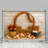 Lofaris Wagon In A Haystack Floral Pumpkin Wedding Backdrop