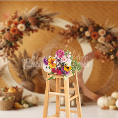 Lofaris Warm Autumn Foliage and Pampas Grass Photography Backdrop Rustic Fall Harvest Celebration Decor for Photoshoot