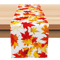 Lofaris Warm Autumn Table Runner with Fallen Maple Leaves for Thanksgiving and Seasonal Farmhouse Decor