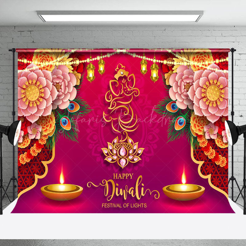 Lofaris Warm Candlelit Lantern Floral India Diwali Backdrop