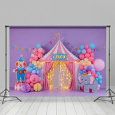 Lofaris Warm Color Circus Balloon Flags Cake Smash Backdrop
