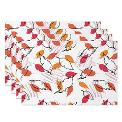 Lofaris Warm Color Vibe Leaves Fine Art Set of 4 Placemats