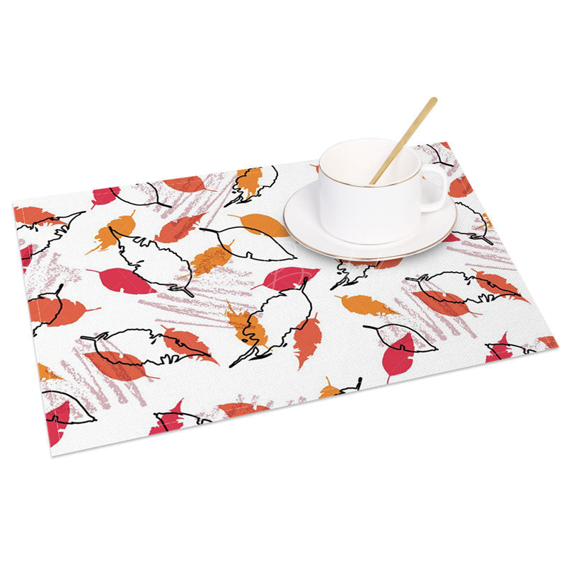 Lofaris Warm Color Vibe Leaves Fine Art Set of 4 Placemats