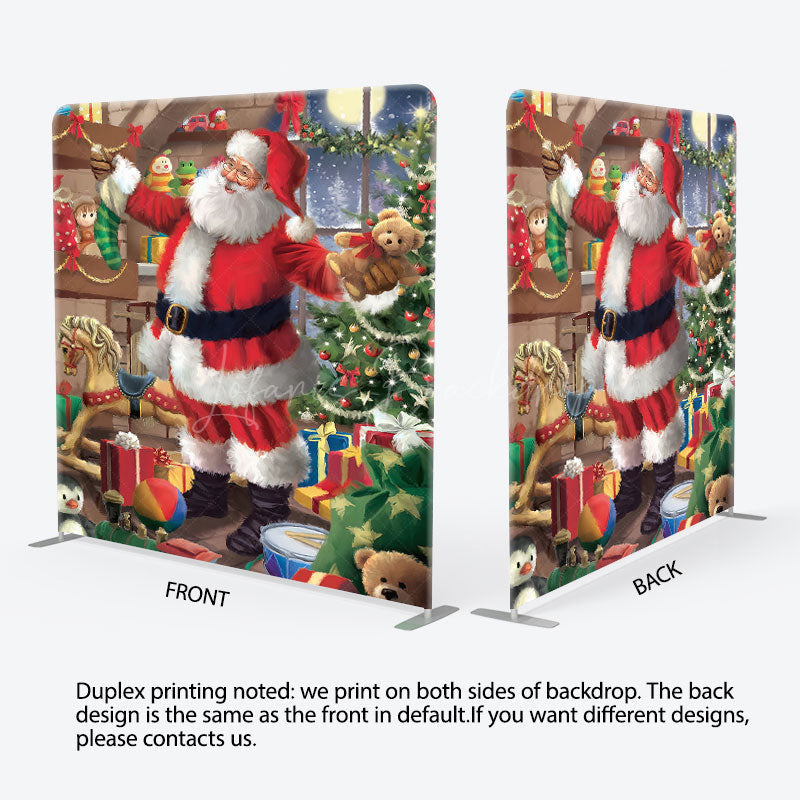 Lofaris Warm Gift Room Santa Night Christmas Square Backdrop