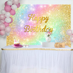 Lofaris Warm Golden Rainbow Gradient Happy Birthday backdrop