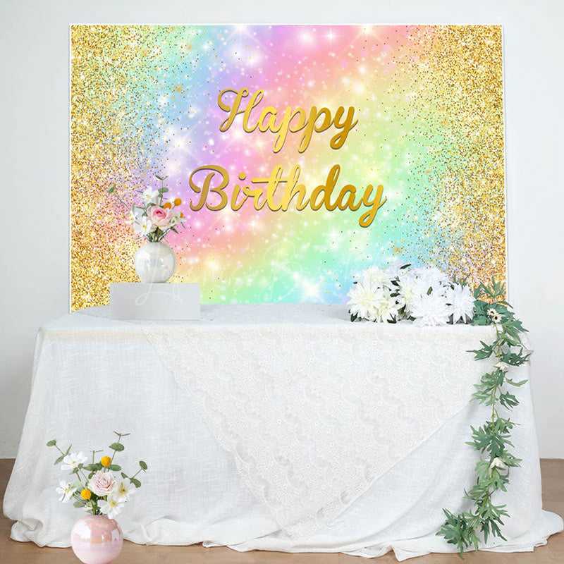 Lofaris Warm Golden Rainbow Gradient Happy Birthday backdrop