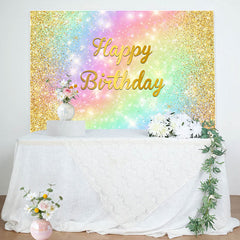 Lofaris Warm Golden Rainbow Gradient Happy Birthday backdrop