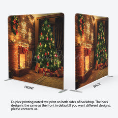 Lofaris Warm Light Fireplace Xmas Tree Pillow Cover Backdrop