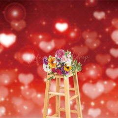 Lofaris Warm Red Hearts Gradient Stars Romantic Backdrop