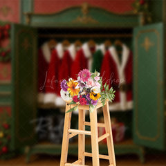 Lofaris Warm Wreath Santas Closet Christmas Vibe Backdrop