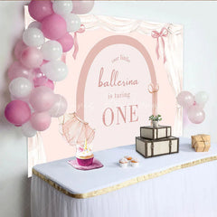 Lofaris Watercolor Ballerina 1st Birthday Backdrop Pink Floral Arch and Ballet Shoes Girl Party Banner