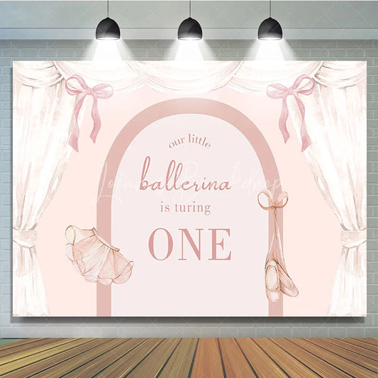Lofaris Watercolor Ballerina 1st Birthday Backdrop Pink Floral Arch and Ballet Shoes Girl Party Banner