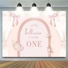 Lofaris Watercolor Ballerina 1st Birthday Backdrop Pink Floral Arch and Ballet Shoes Girl Party Banner