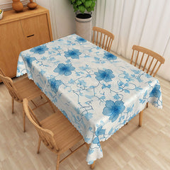 Lofaris Watercolor Blue Flower Rectangle Tablecloth
