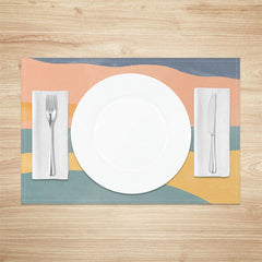 Lofaris Watercolor Blue Sea Red Sunrise Set Of 4 Placemats